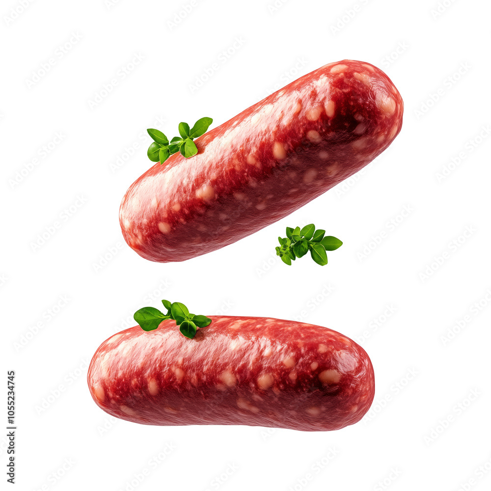 Raw pork sausages isolated on white background, concept of culinary ingredients. Raw pork sausages isolated on white background, concept of culinary ingredients.