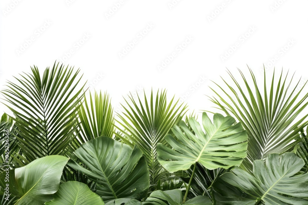 Fototapeta premium mix green leaves of palm tree on white background