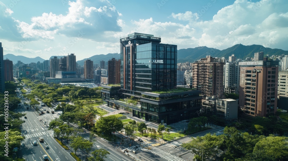 Fototapeta premium A high-tech business center in Taipei with a focus on technology