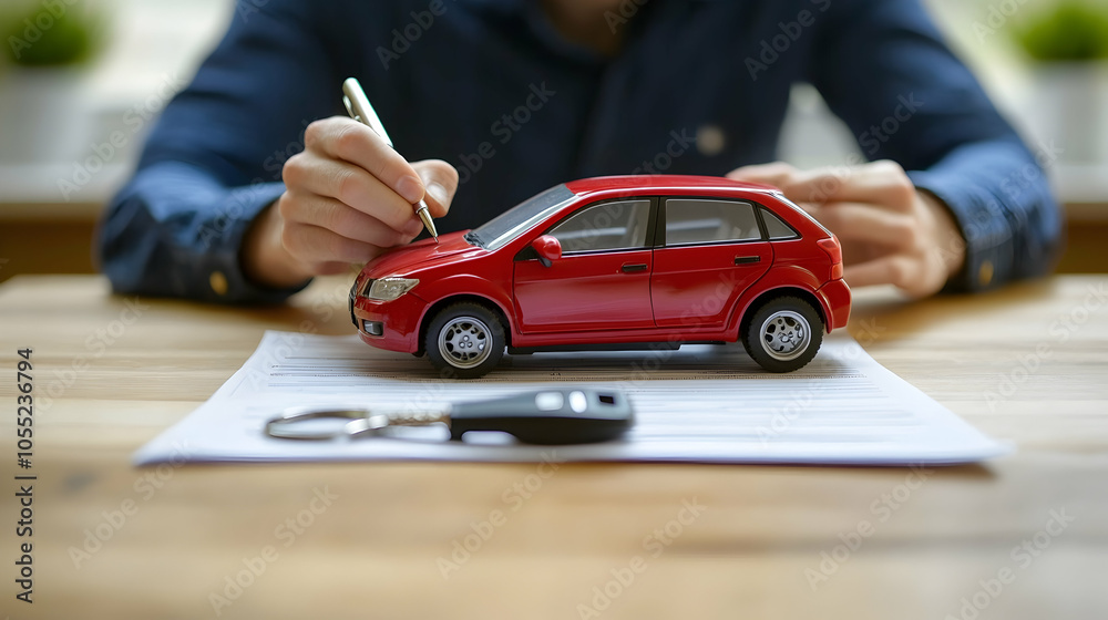 custom made wallpaper toronto digitalMan signing car insurance or lease papers, with car keys on the table, symbolizing a vehicle purchase or sale -