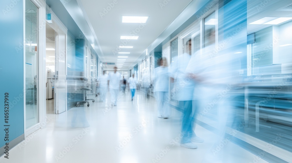 Fototapeta premium medical professionals moving through a laboratory corridor,