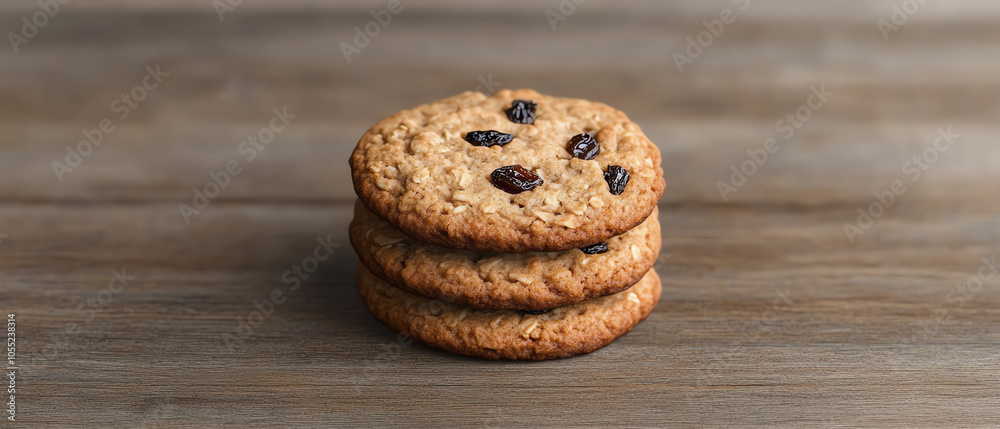 A stack of three homemade cookies, featuring chocolate chips, displayed on a rustic wooden surface, perfect for dessert lovers or food photography. A stack of three homemade cookies, featuring chocolate chips, displayed on a rustic wooden surface, perfect for dessert lovers or food photography.
