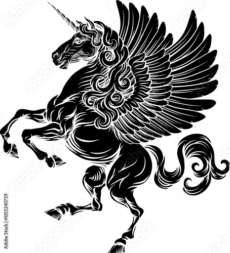 Pegasus Unicorn Horse Crest Heraldic Coat of Arms photo