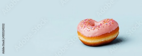 3D model of a heart-shaped donut with pink frosting and edible glitter, perfect for Valentine s Day, Heart-shaped donut, Sweet and romantic photo