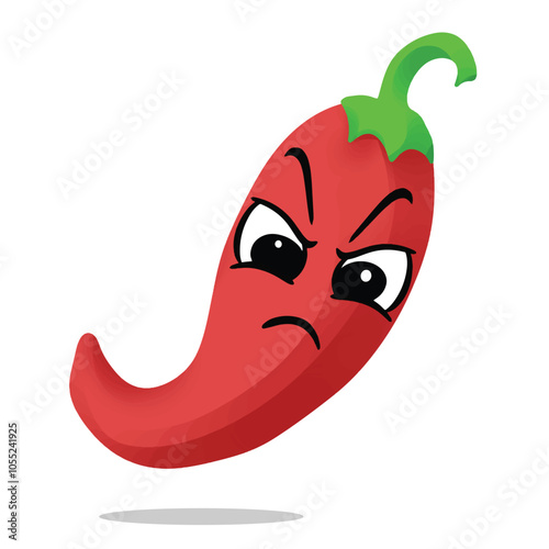 angry chili pepper mascot character illustration. cute, playful, tasty, and delicious concept. traditional asian herbs, indonesian culinary, plant, medicine, and spices themes photo