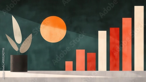 Artistic depiction of a stock management report with charts showing demand forecasting and reorder points, Stock management report, Strategic and insightful photo