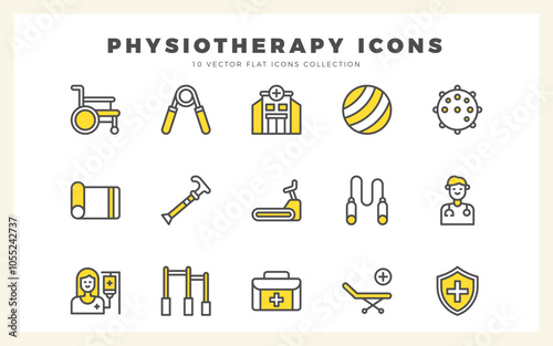 15 Physiotherapy Two Color icons pack. vector illustration.