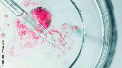 Close-up of in vitro fertilization process with vivid colors