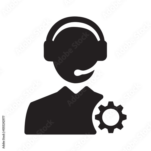 Customer support / customer service agent with headset or account manager flat vector icon