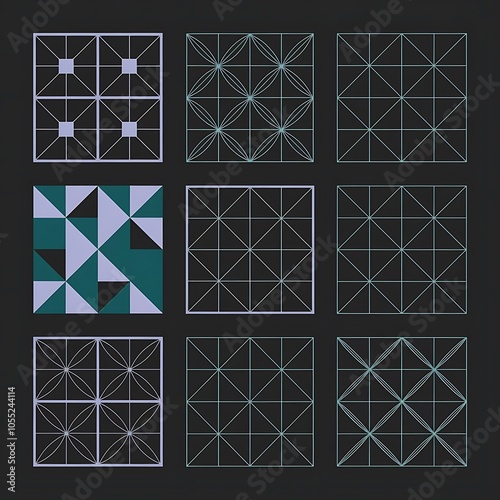 Wallpaper Mural 10 Dark geometric seamless patterns eps10 Torontodigital.ca
