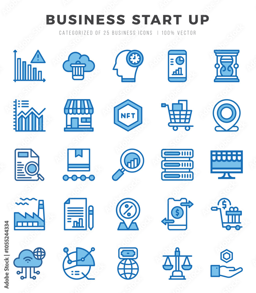 Business Start Up Icons Pack. Two Color icons set. Two Color icon collection set. Business Start Up Icons Pack. Two Color icons set. Two Color icon collection set.