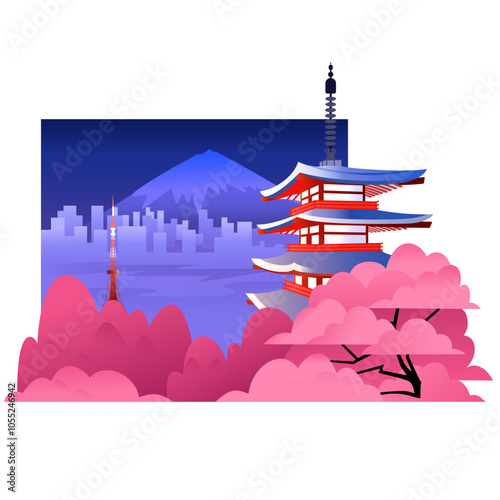Night scenery with Tokyo sights background