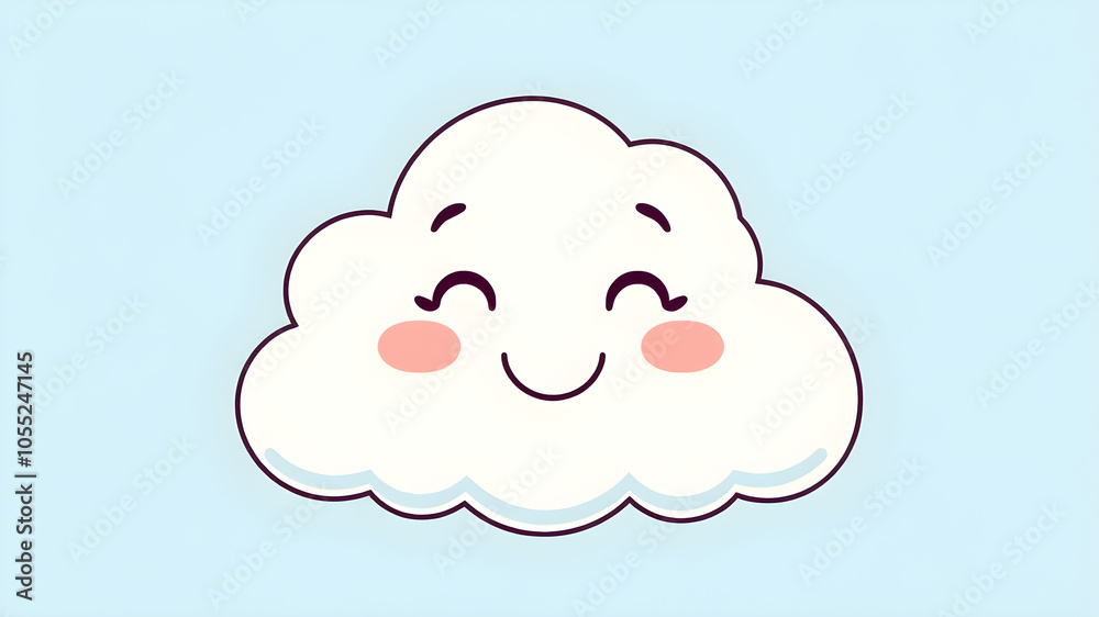 Cute smiling cloud illustration. Generative AI Cute smiling cloud illustration. Generative AI