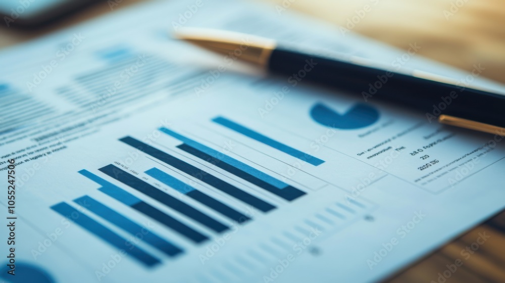 A yearly financial report summary page with graphs A yearly financial report summary page with graphs