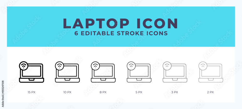 Laptop line icon for websites and apps. Vector illustration with editable stroke. Laptop line icon for websites and apps. Vector illustration with editable stroke.