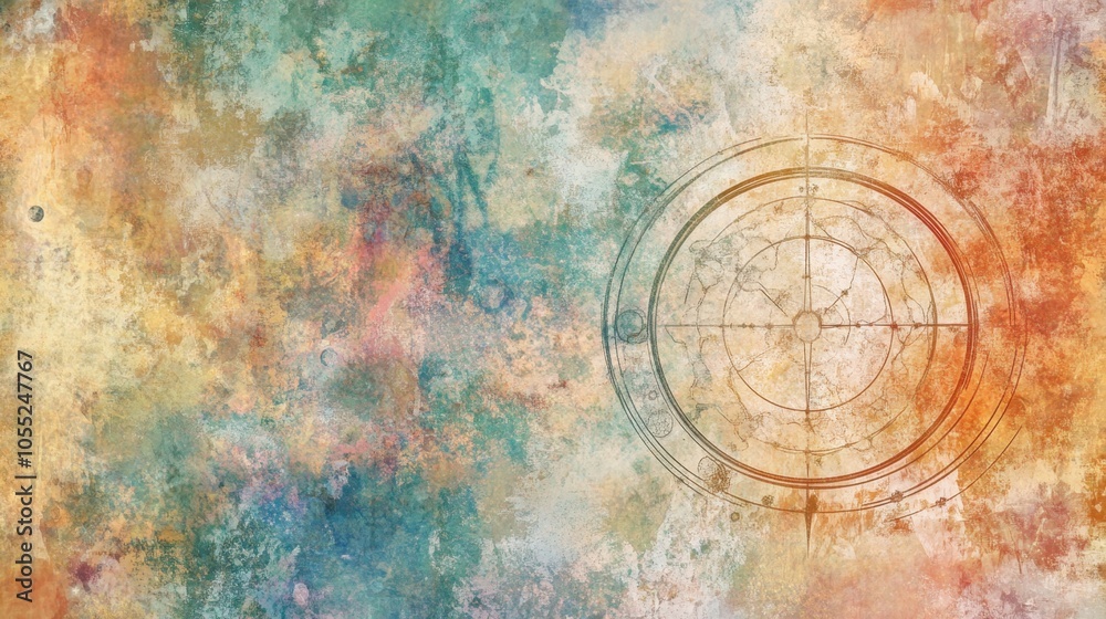 Fototapeta premium An elegant zodiac chart glowing on an abstract background of soft nebulae and cosmic colors.
