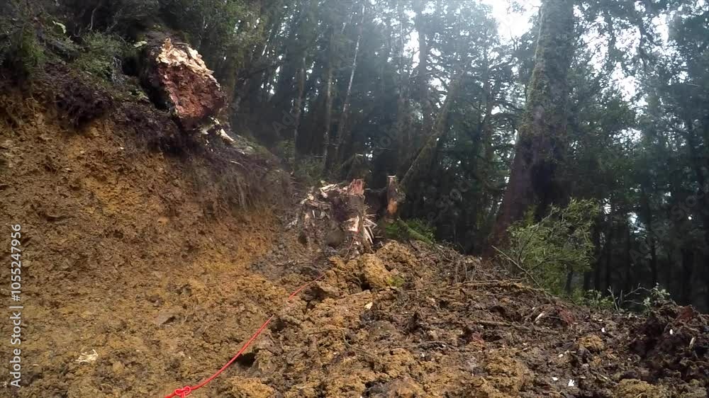 Weka investigates detonation cord during blasting for stump removal in New Zealand forest. Weka investigates detonation cord during blasting for stump removal in New Zealand forest.