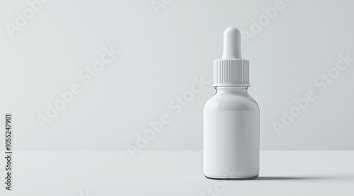 White bottle of nasal drops on a white background with space for text, created with Generative AI technology