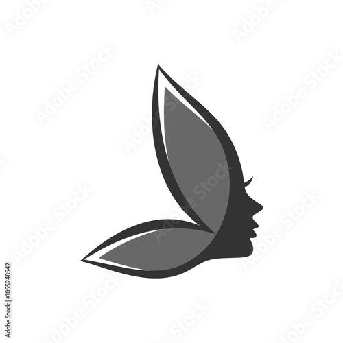 Beauty Flying Butterfly Woman Silhouette for Healthy Life Wellnes logo design inspiration