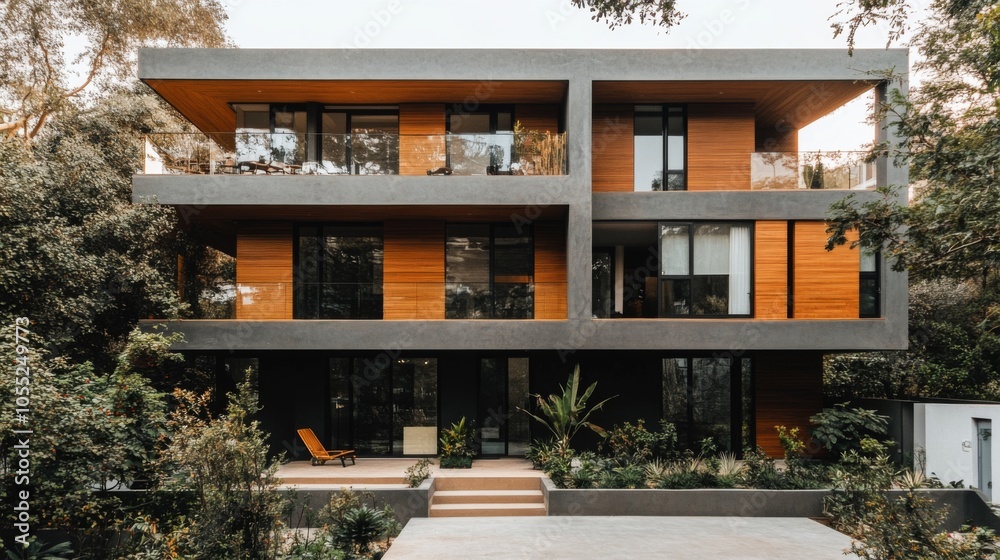 Modern Urban Architecture Surrounded by Lush Greenery Modern Urban Architecture Surrounded by Lush Greenery