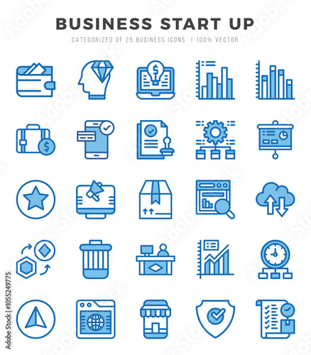 Business Start Up icons set. Collection of simple Two Color web icons.