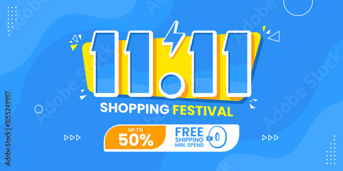 11 11 super sale promo banner with discount offer. 11 11 shopping festival super sale banner. Flash sale special offer banner for social media post or website banner. Flash sale campaign