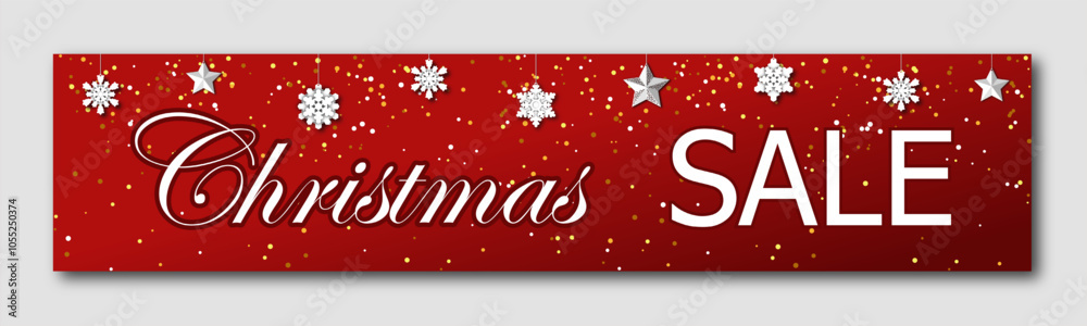 christmas sale, template discount banner design with silhouettes of hanging snowflakes on red background. bright vector illustration to promote purchases in the winter season, header for the website christmas sale, template discount banner design with silhouettes of hanging snowflakes on red background. bright vector illustration to promote purchases in the winter season, header for the website