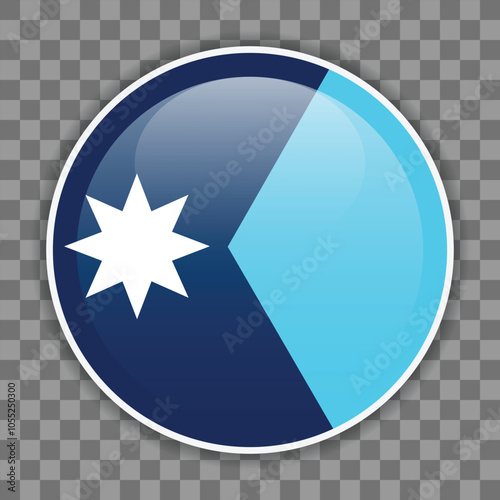 Glossy round state flag of Minnesota on checkered background. Icon for mobile apps, UI or web design