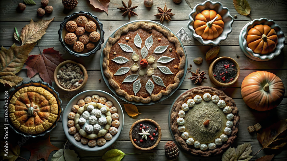 Gothic Castle Background with Golden Ratio American Pies for Halloween and Thanksgiving, Sharp Focus, Autumnal Elements Gothic Castle Background with Golden Ratio American Pies for Halloween and Thanksgiving, Sharp Focus, Autumnal Elements