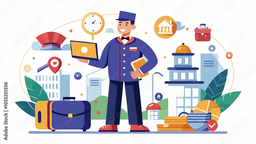 Bellhops and Porters provide information about the hotel, its amenities, and local attractions. Bellhops and Porters provide information about the hotel, its amenities, and local attractions.