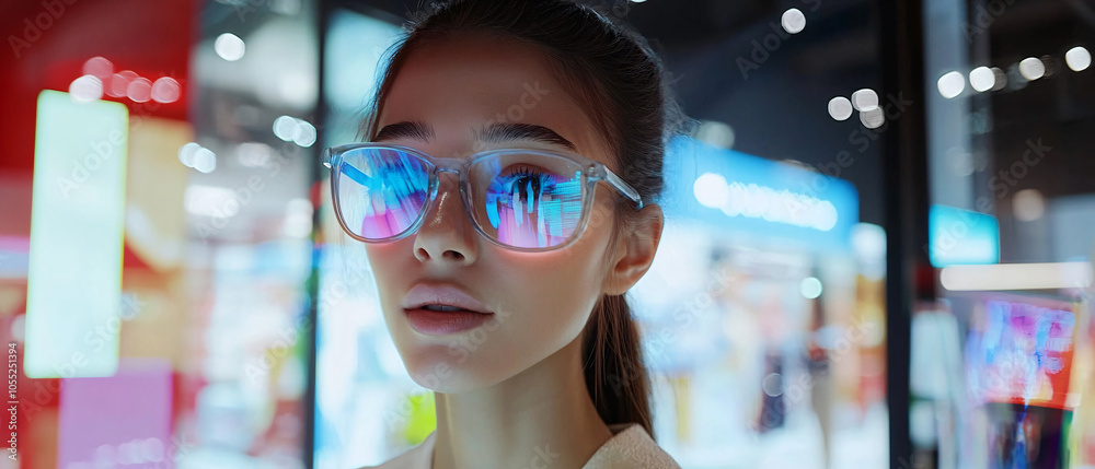 Closeup Portrait of a Woman Wearing Stylish Blue Glasses in a Shopping Mall, Closeup Portrait of a Woman Wearing Stylish Blue Glasses in a Sh Closeup Portrait of a Woman Wearing Stylish Blue Glasses in a Shopping Mall, Closeup Portrait of a Woman Wearing Stylish Blue Glasses in a Sh