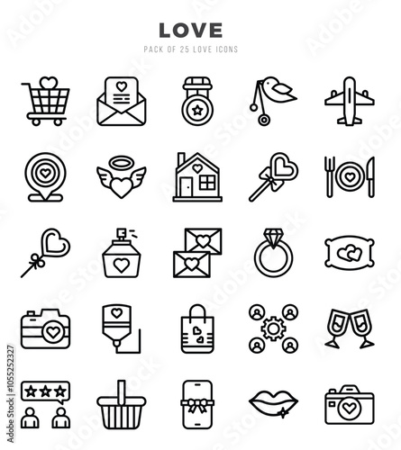 Love icons Pack. Lineal icons set. Love collection set.
