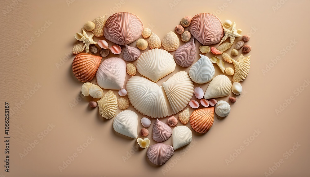 Heart Shaped Seashell and Coral Composition on Sandy Background Symbolizing Ocean Conservation, Coastal Cleanliness, and Marine Biodiversity Protection Against Pollution and Environmental Degradation Heart Shaped Seashell and Coral Composition on Sandy Background Symbolizing Ocean Conservation, Coastal Cleanliness, and Marine Biodiversity Protection Against Pollution and Environmental Degradation