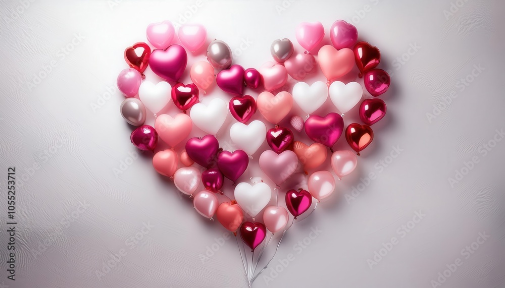 Heart Shaped Balloon Bouquet of Pink, Red, and White Balloons Symbolizing Love, Romance, and Celebration. Perfect for Valentine's Day, Weddings, or Anniversary Greeting Cards and Decor Concepts Heart Shaped Balloon Bouquet of Pink, Red, and White Balloons Symbolizing Love, Romance, and Celebration. Perfect for Valentine's Day, Weddings, or Anniversary Greeting Cards and Decor Concepts