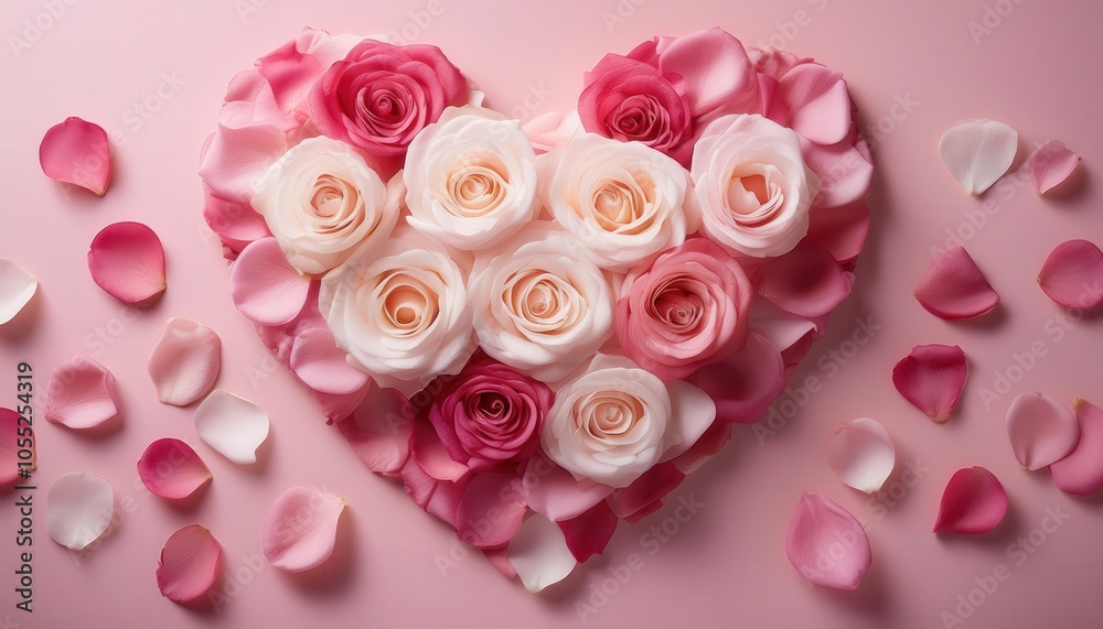 Heart Shaped Floral Arrangement of Soft Pink and White Roses on Blush Background, Ideal for Romantic Themes, Wedding Invitations, Valentine’s Day Cards, and Love Themed Advertisements Heart Shaped Floral Arrangement of Soft Pink and White Roses on Blush Background, Ideal for Romantic Themes, Wedding Invitations, Valentine’s Day Cards, and Love Themed Advertisements
