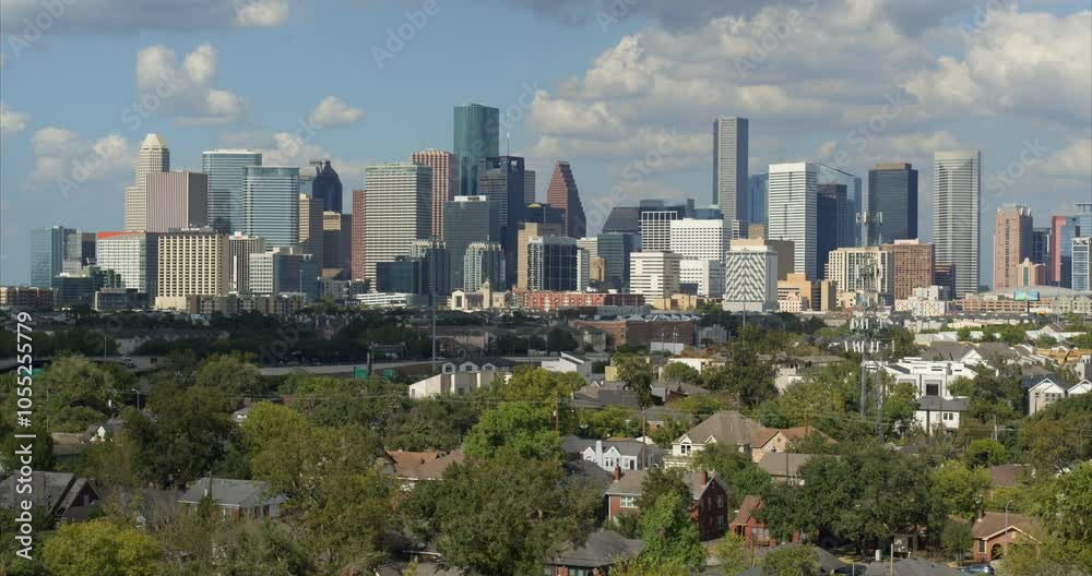 Drone shot pulling away of downtown Houston, Texas Drone shot pulling away of downtown Houston, Texas