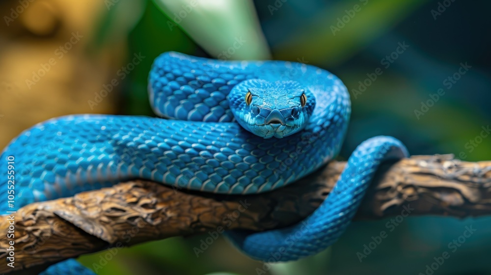 Fototapeta premium Blue Viper Snake on a Branch