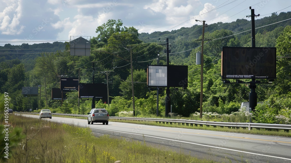 arge blank billboard on road with city view background arge blank billboard on road with city view background