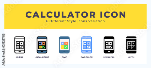Calculator icon set pack vector illustration.
