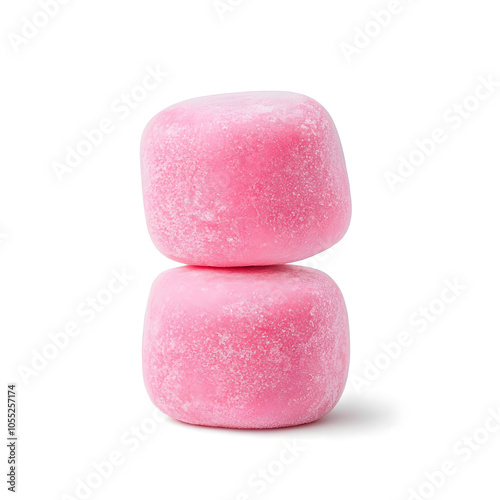 Pink strawberry Mochi Japanese dessert, isolated on white background