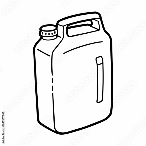 Line Art of Plastic Jerry Can Minimalist Black and White Vector Illustration