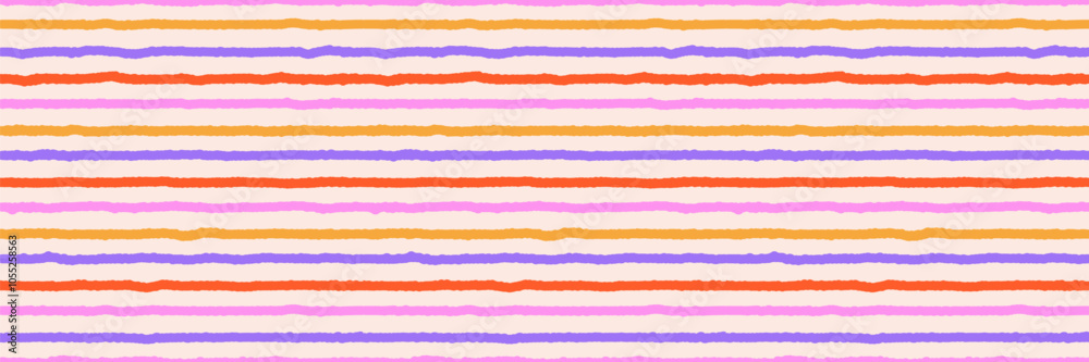 Abstract seamless pattern, colorful hand drawn textural line, stripe. Trendy vector design, simple and playful doodle wallpaper print