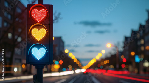 Traffic Light Hearts: Guiding Love and Positivity Through City Streets