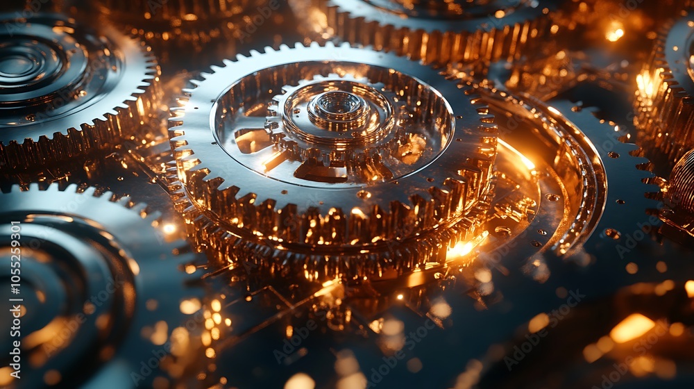 3D render of rotating metallic gears teamwork success and technology concept representing unity 3D render of rotating metallic gears teamwork success and technology concept representing unity