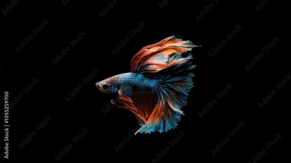 Fototapeta premium Vibrant Betta Splendens on Solid Color Background