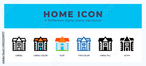 Home icon set with different styles. Design elements for logo. Vector illustration.