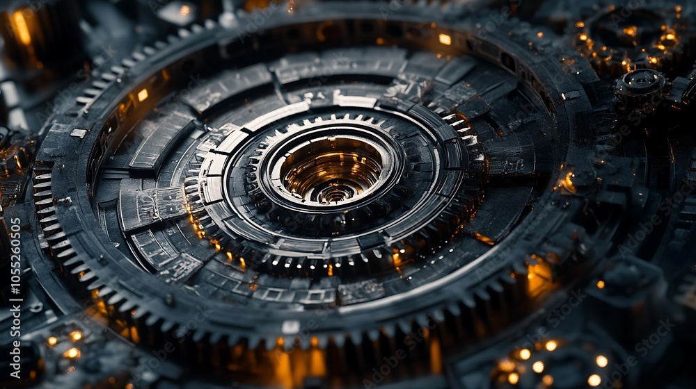 3D render metal gears rotating in unison teamwork and technology concept of seamless interaction 3D render metal gears rotating in unison teamwork and technology concept of seamless interaction