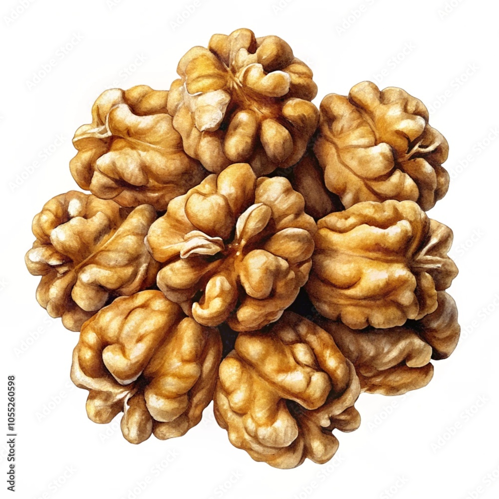 Peeled walnuts are isolated on a white background. Peeled walnuts are isolated on a white background.