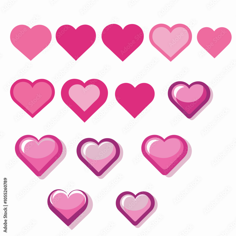 a collection of nine pink hearts arranged in a grid-like pattern on a black background. a collection of nine pink hearts arranged in a grid-like pattern on a black background.