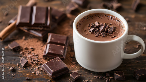 Cup of hot cocoa made with dark chocolate